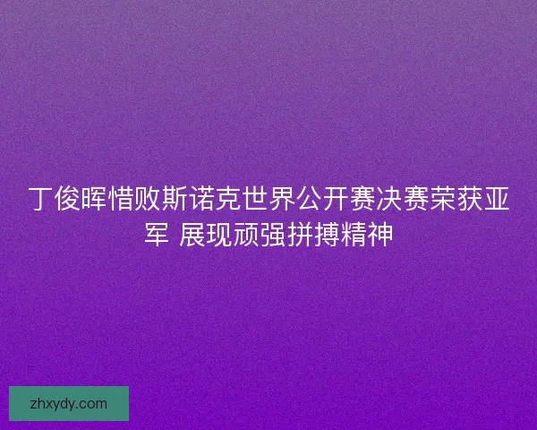 丁俊晖惜败斯诺克世界公开赛决赛荣获亚军 展现顽强拼搏精神