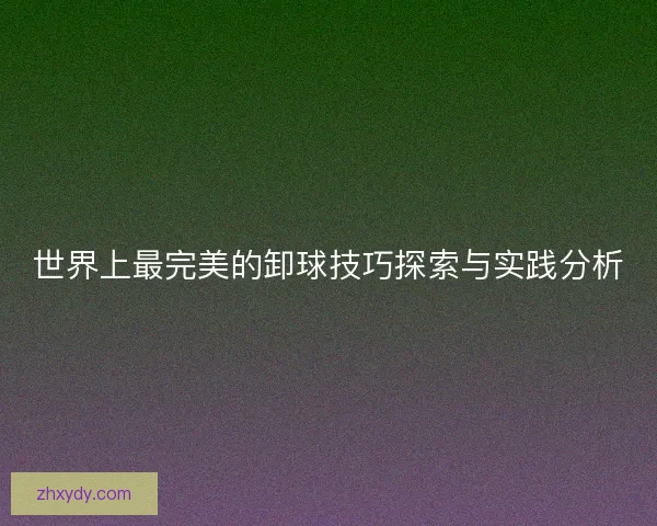 世界上最完美的卸球技巧探索与实践分析