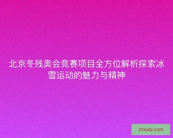 北京冬残奥会竞赛项目全方位解析探索冰雪运动的魅力与精神 北京冬残奥会竞赛项目全方位解析探索冰雪运动的魅力与精神