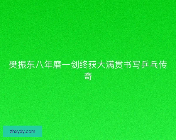 樊振东八年磨一剑终获大满贯书写乒乓传奇