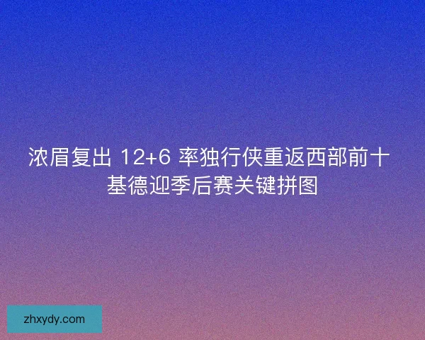 浓眉复出 12+6 率独行侠重返西部前十 基德迎季后赛关键拼图